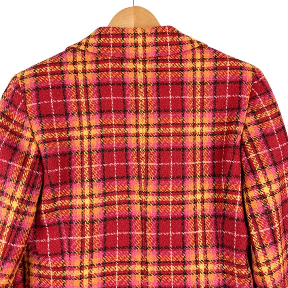 Vintage Rena Rowan Wool Longline Plaid Jacket Size 10 - Picture 5 of 10